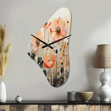 Peach Blossoming Abstractions I - Asymmetric Metal Wall Clock
